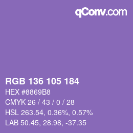 Color code: RGB 136 105 184 | qconv.com