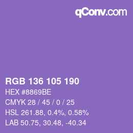 Color code: RGB 136 105 190 | qconv.com