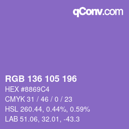 Color code: RGB 136 105 196 | qconv.com