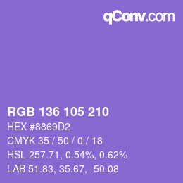 Color code: RGB 136 105 210 | qconv.com