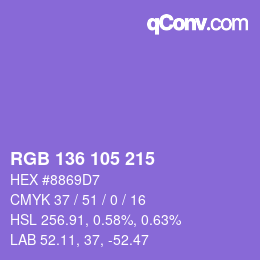 Color code: RGB 136 105 215 | qconv.com