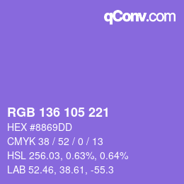 カラーコード: RGB 136 105 221 | qconv.com