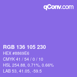 Color code: RGB 136 105 230 | qconv.com