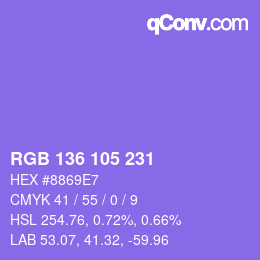 Color code: RGB 136 105 231 | qconv.com