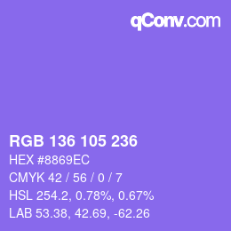 カラーコード: RGB 136 105 236 | qconv.com