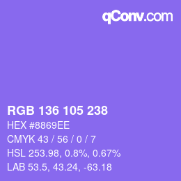 Color code: RGB 136 105 238 | qconv.com