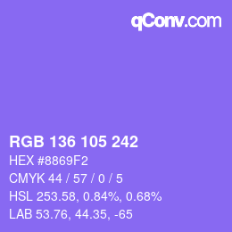 Color code: RGB 136 105 242 | qconv.com