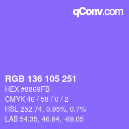Color code: RGB 136 105 251 | qconv.com