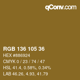 Color code: RGB 136 105 36 | qconv.com