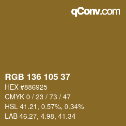 Color code: RGB 136 105 37 | qconv.com