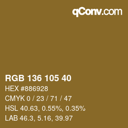Color code: RGB 136 105 40 | qconv.com