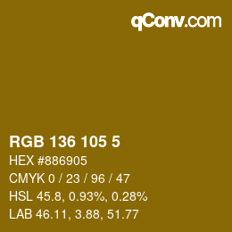 Farbcode: RGB 136 105 5 | qconv.com
