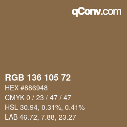 カラーコード: RGB 136 105 72 | qconv.com