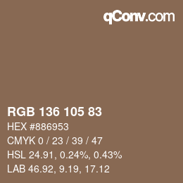 Color code: RGB 136 105 83 | qconv.com