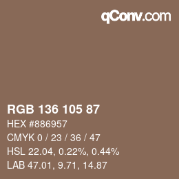 Color code: RGB 136 105 87 | qconv.com