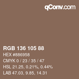 Color code: RGB 136 105 88 | qconv.com
