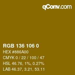 Color code: RGB 136 106 0 | qconv.com