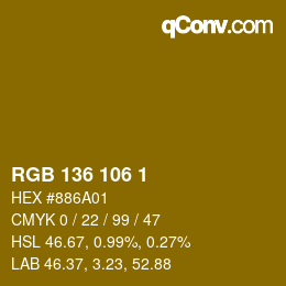 Color code: RGB 136 106 1 | qconv.com