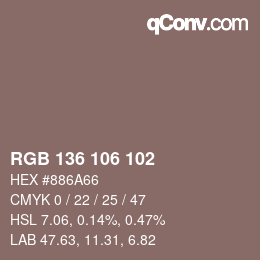 Color code: RGB 136 106 102 | qconv.com