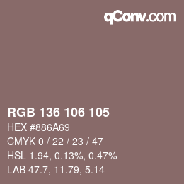 Farbcode: RGB 136 106 105 | qconv.com