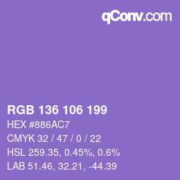 Color code: RGB 136 106 199 | qconv.com