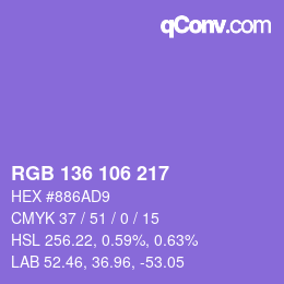 Color code: RGB 136 106 217 | qconv.com
