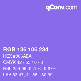 Color code: RGB 136 106 234 | qconv.com