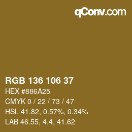 Color code: RGB 136 106 37 | qconv.com