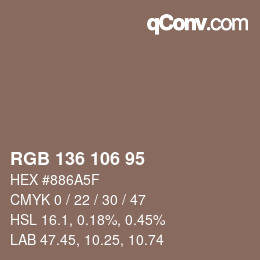 Código de color: RGB 136 106 95 | qconv.com
