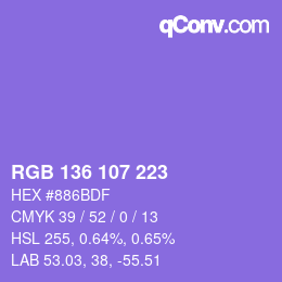 Color code: RGB 136 107 223 | qconv.com