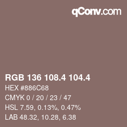 カラーコード: RGB 136 108.4 104.4 | qconv.com