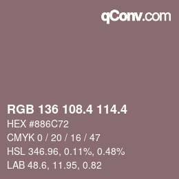 カラーコード: RGB 136 108.4 114.4 | qconv.com
