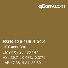 カラーコード: RGB 136 108.4 54.4 | qconv.com