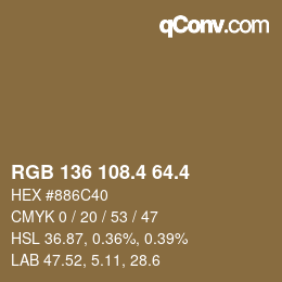 カラーコード: RGB 136 108.4 64.4 | qconv.com