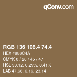 カラーコード: RGB 136 108.4 74.4 | qconv.com
