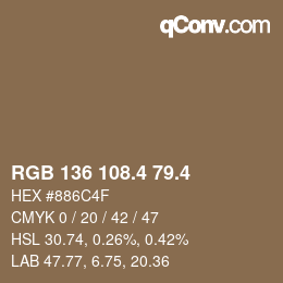 カラーコード: RGB 136 108.4 79.4 | qconv.com