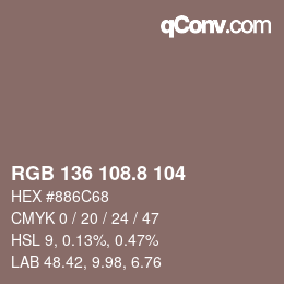 Color code: RGB 136 108.8 104 | qconv.com