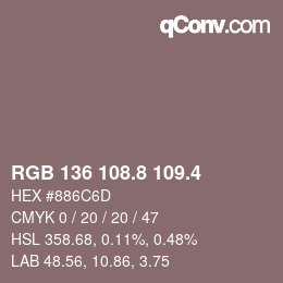 カラーコード: RGB 136 108.8 109.4 | qconv.com