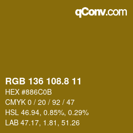 カラーコード: RGB 136 108.8 11 | qconv.com