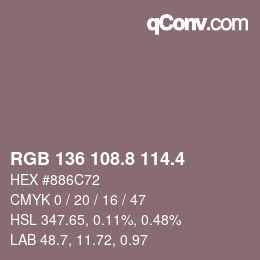 カラーコード: RGB 136 108.8 114.4 | qconv.com
