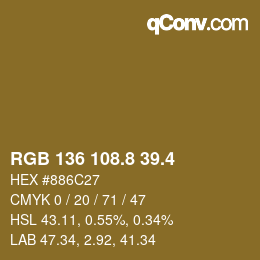 カラーコード: RGB 136 108.8 39.4 | qconv.com