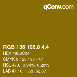 カラーコード: RGB 136 108.8 4.4 | qconv.com