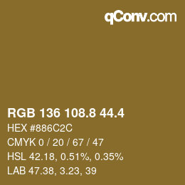 カラーコード: RGB 136 108.8 44.4 | qconv.com