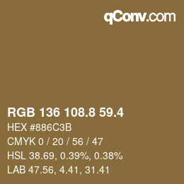 カラーコード: RGB 136 108.8 59.4 | qconv.com
