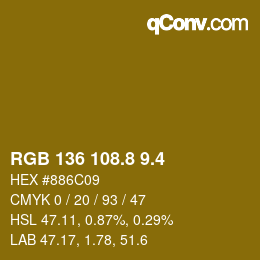 カラーコード: RGB 136 108.8 9.4 | qconv.com