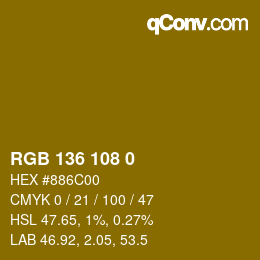 Color code: RGB 136 108 0 | qconv.com