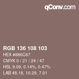 Farbcode: RGB 136 108 103 | qconv.com