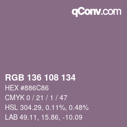 Color code: RGB 136 108 134 | qconv.com