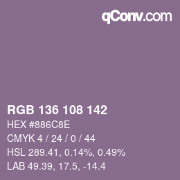 Color code: RGB 136 108 142 | qconv.com