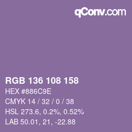 Color code: RGB 136 108 158 | qconv.com